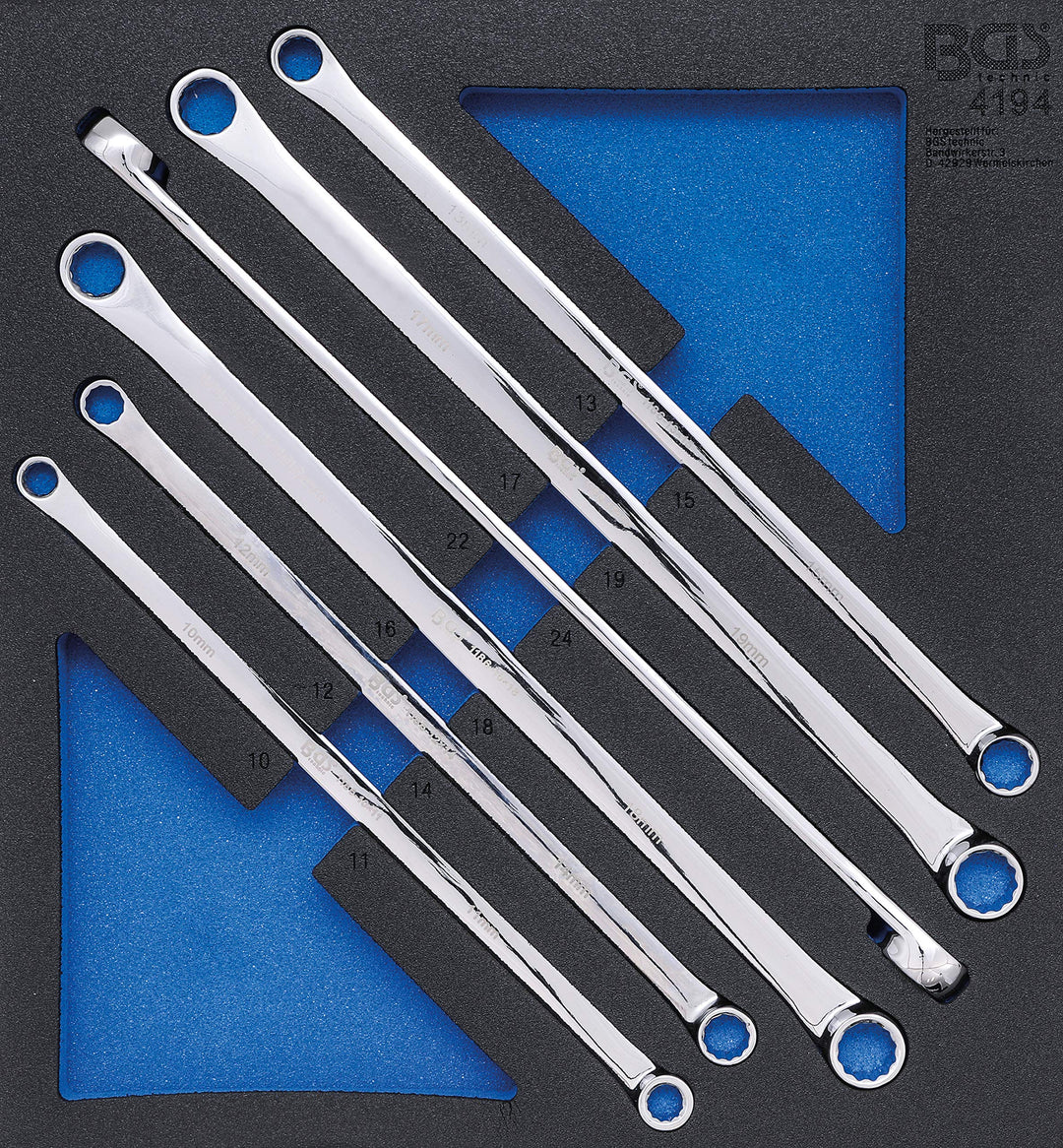 BGS 4194 | Werkstattwageneinlage 2/3: Doppel-Ringschlüssel-Satz | extra lang | SW 10 x 11 - 22 x 24