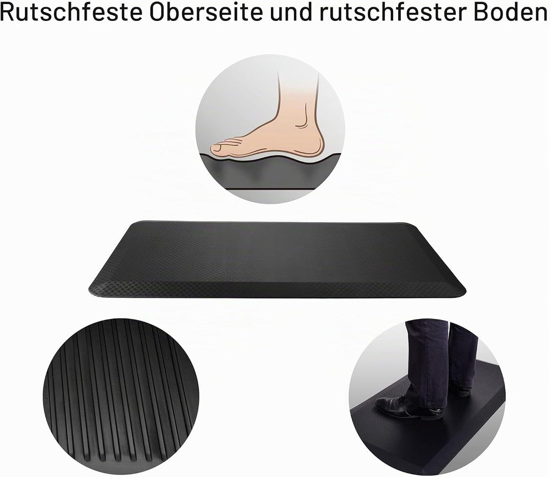 FLEXISPOT Bodenmatte für Schreibtisch, Küche, komfortabel gegen Müdigkeit, Schwarz, Schwarz