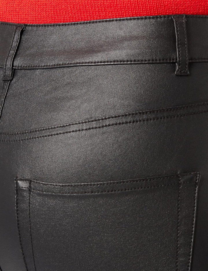 VERO Moda Damen Hose Vmscarlet Mr Sk Flared Coated Pants Noos L / 34L Black/Detail:coated, L / 34L B
