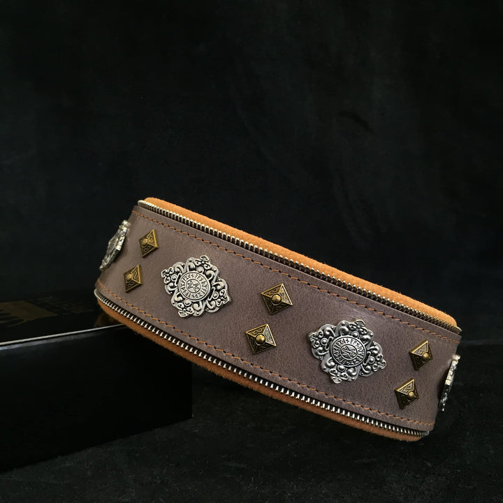 Bestia™ "Aztec Hundehalsband für grosse Hunde. 100% Leder. Weich gepolstert. 6,3 cm breit. Einzigart