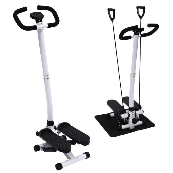 Stepper mit Griff, Fitness Heimtrainer mit LCD-Schirm, Handgriff und 90cm Widerstandsbandes, für Bei
