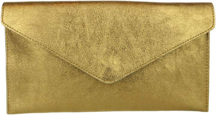 Girly Handbags Umschlag-Clutch aus italienischem Wildleder Altes Gold, Altes Gold
