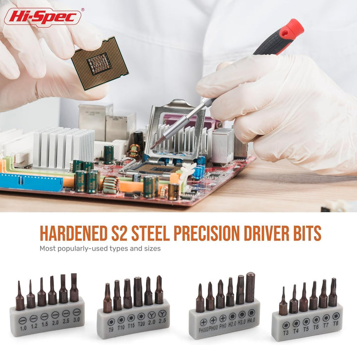 Hi-Spec 38-tlg. Computer- und Elektronik-Reparaturset. Präzisionsbits aus S2-Stahl, Schneidwerkzeuge