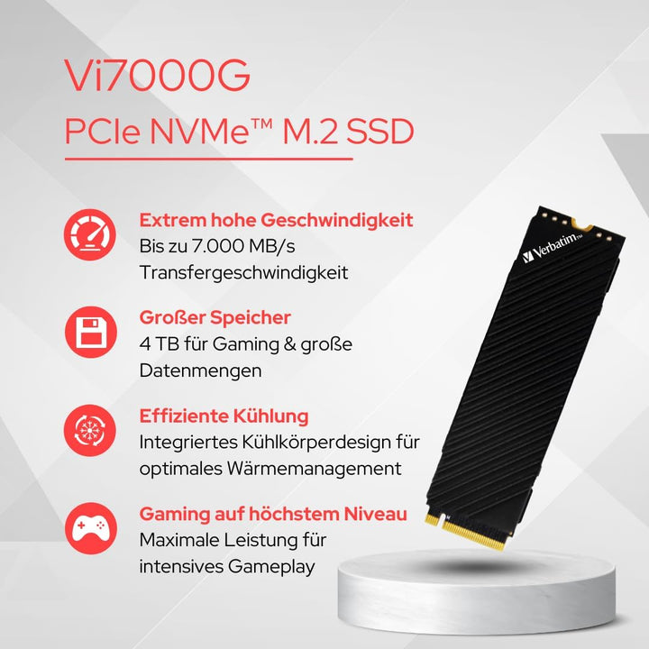 Verbatim Vi7000G NVMe M.2 Internal SSD, internes SSD-Laufwerk mit 4 TB Datenspeicher und PCIe Gen 4