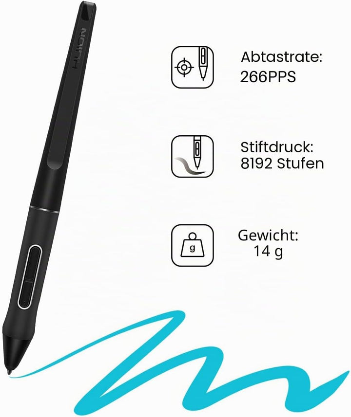 HUION Batteriefreier Digitale Stift PenTech3.0 PW517, 8192 Stufen der Druckempfindlichkeit, 60° Kipp