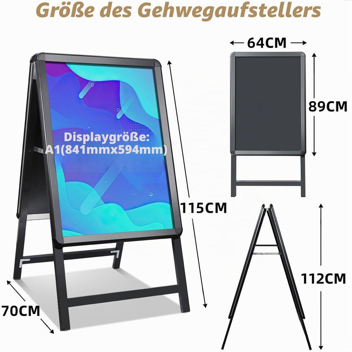 NewZeal Kundenstopper A1 beidseitig Plakatständer, Double Sided Display A-Board Poster Stand Sign Ho