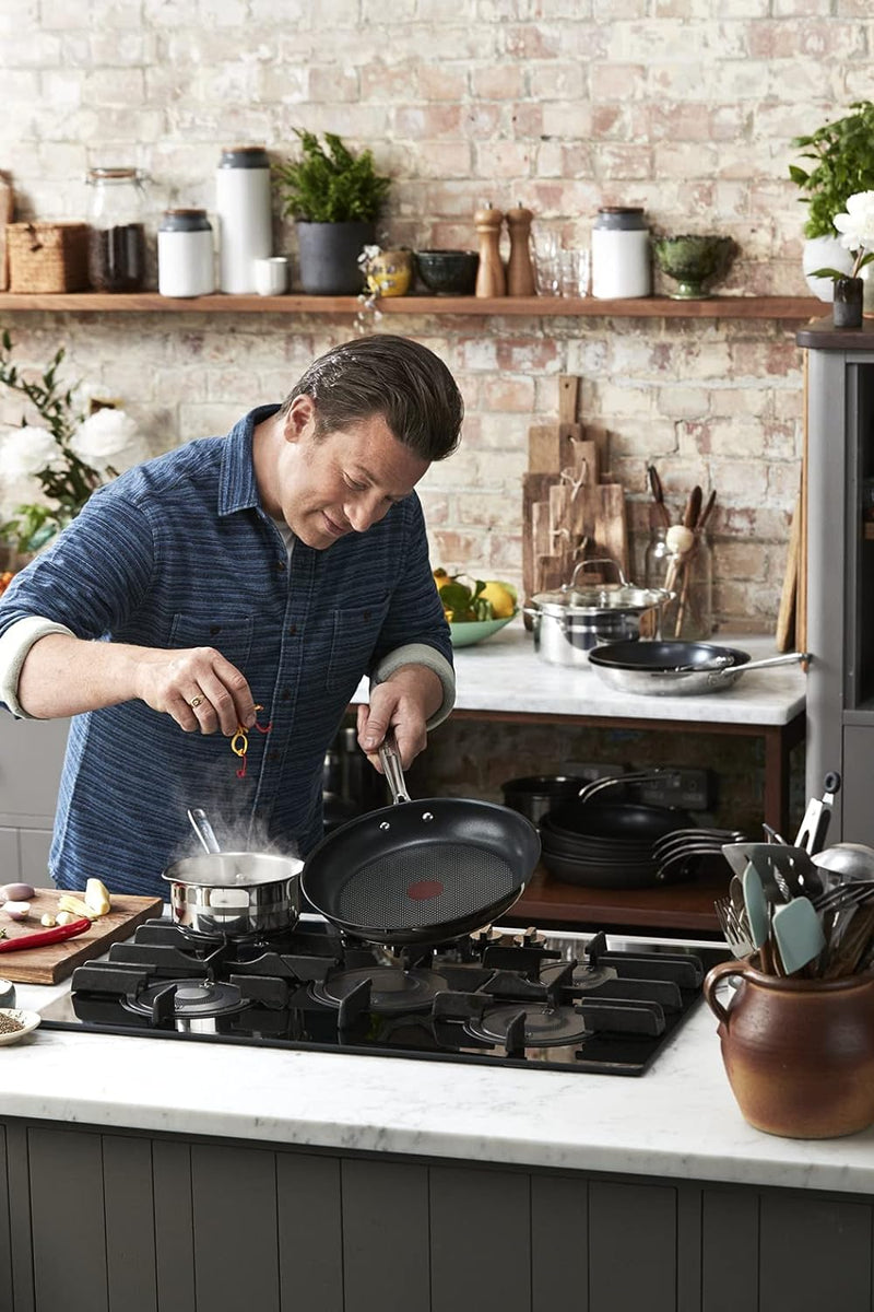 Tefal Jamie Oliver Brushed 3-teiligiges Pfannenset E011S3 | Bestehend aus Pfanne 20 cm (E85602), Pfa