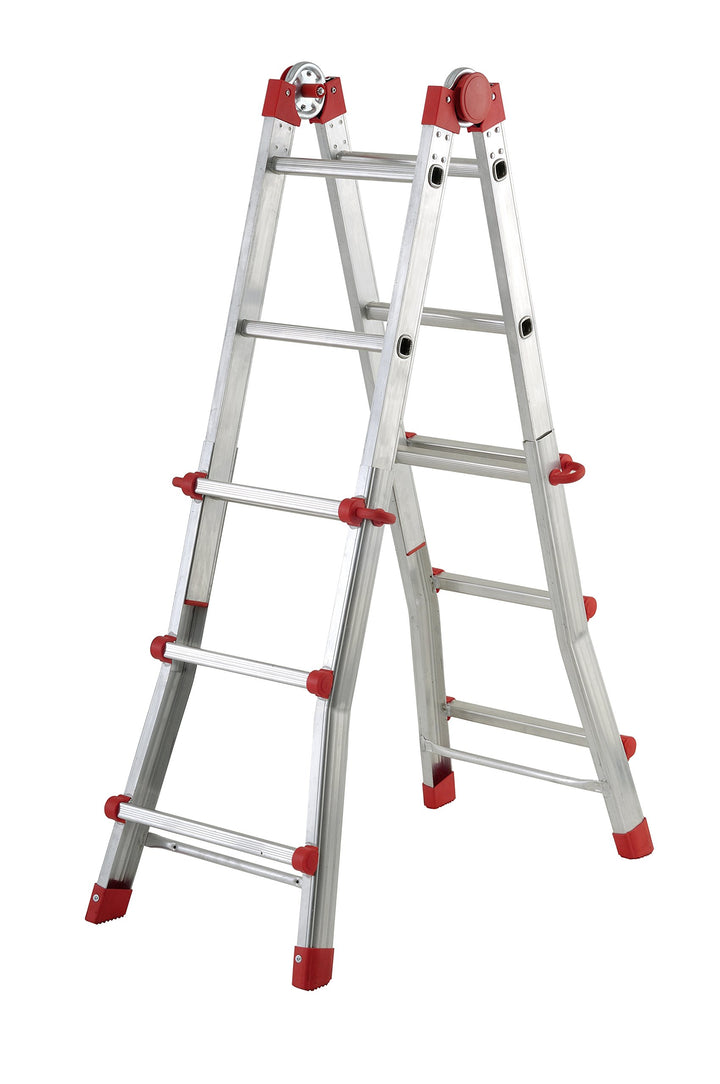 Hailo 7516-151 Alu-Multifunktions-Teleskopleiter MTL, 4x3 Sprossen - Verwendbar als Anlege- und Schi