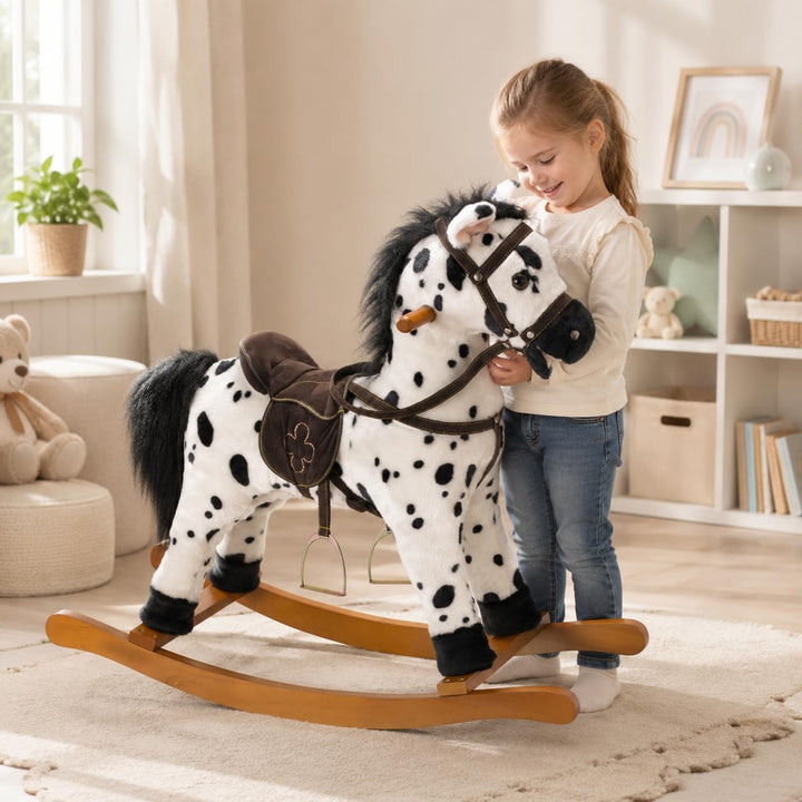 Bayer Chic 2000 - Schaukelpferd Carlotta, Schaukeltier mit Sound, schwarz, weiss
