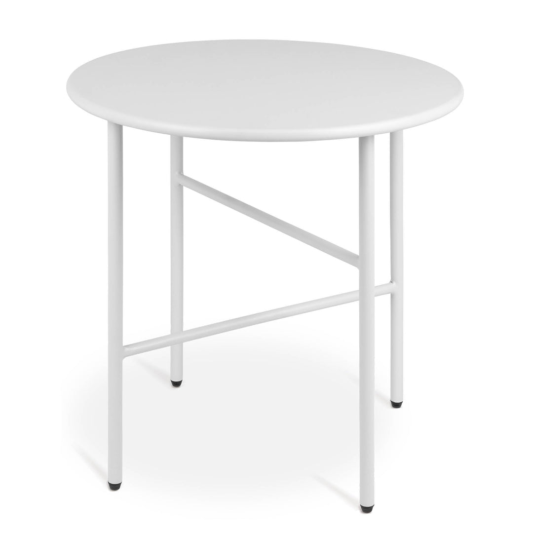 bomoe Runder Beistelltisch Metall Weiss Ø 44 cm Tischplatte Kratzfest – Stabiler Wohnzimmer Couchtis
