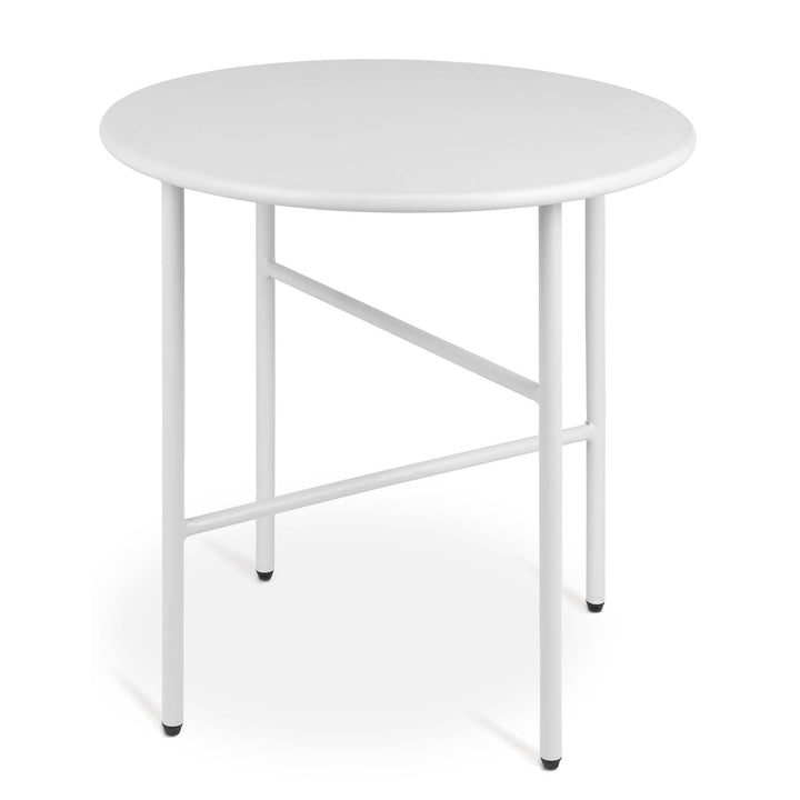 bomoe Runder Beistelltisch Metall Weiss Ø 44 cm Tischplatte Kratzfest – Stabiler Wohnzimmer Couchtis