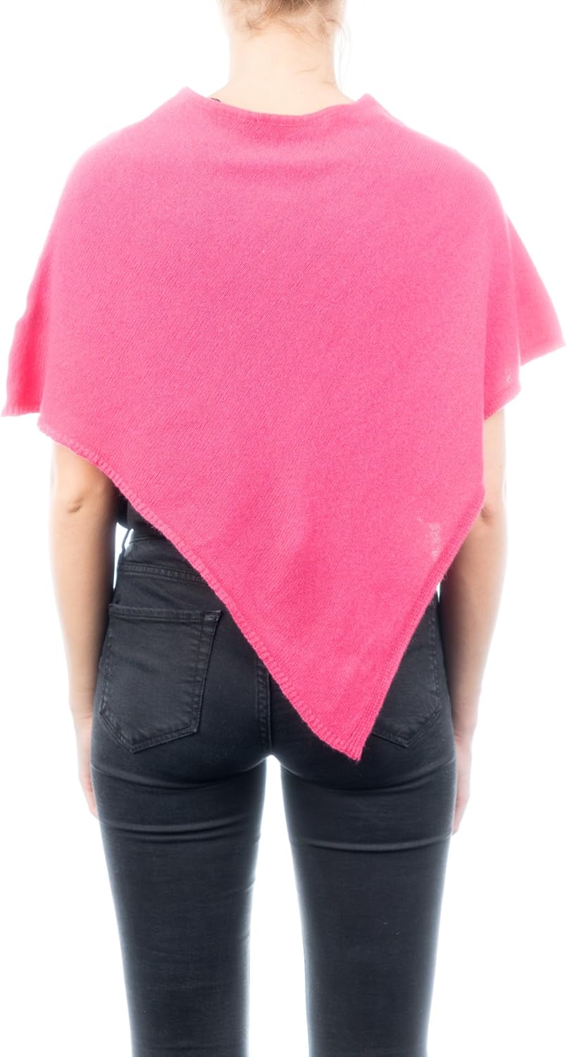 Kurzer Poncho aus 100% Kaschmir - für Frau, Fuxia