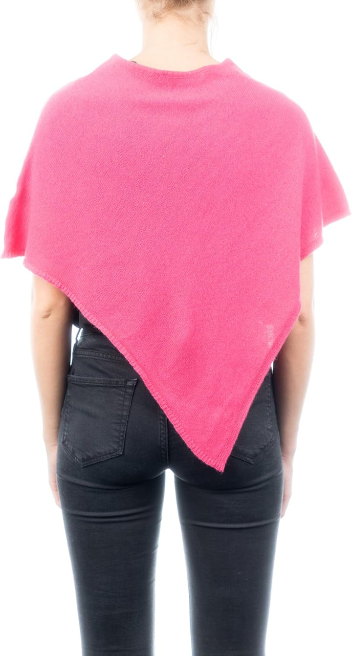 Kurzer Poncho aus 100% Kaschmir - für Frau, Fuxia