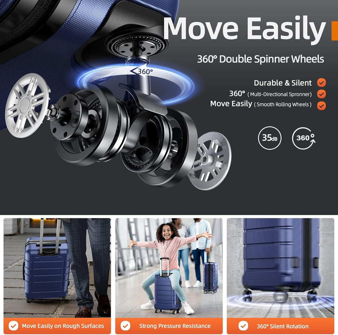 SHOWKOO Koffer Gross Hartschale Leicht ABS+PC Erweiterbar Reisekoffer Haltbar Handgepäck Sets 4 Roll