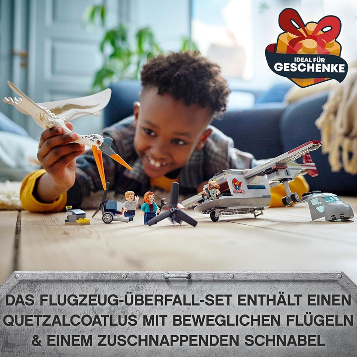 LEGO 76947 Jurassic World Quetzalcoatlus: Flugzeug-Überfall, Dinosaurier Spielzeug mit Figuren, Gesc