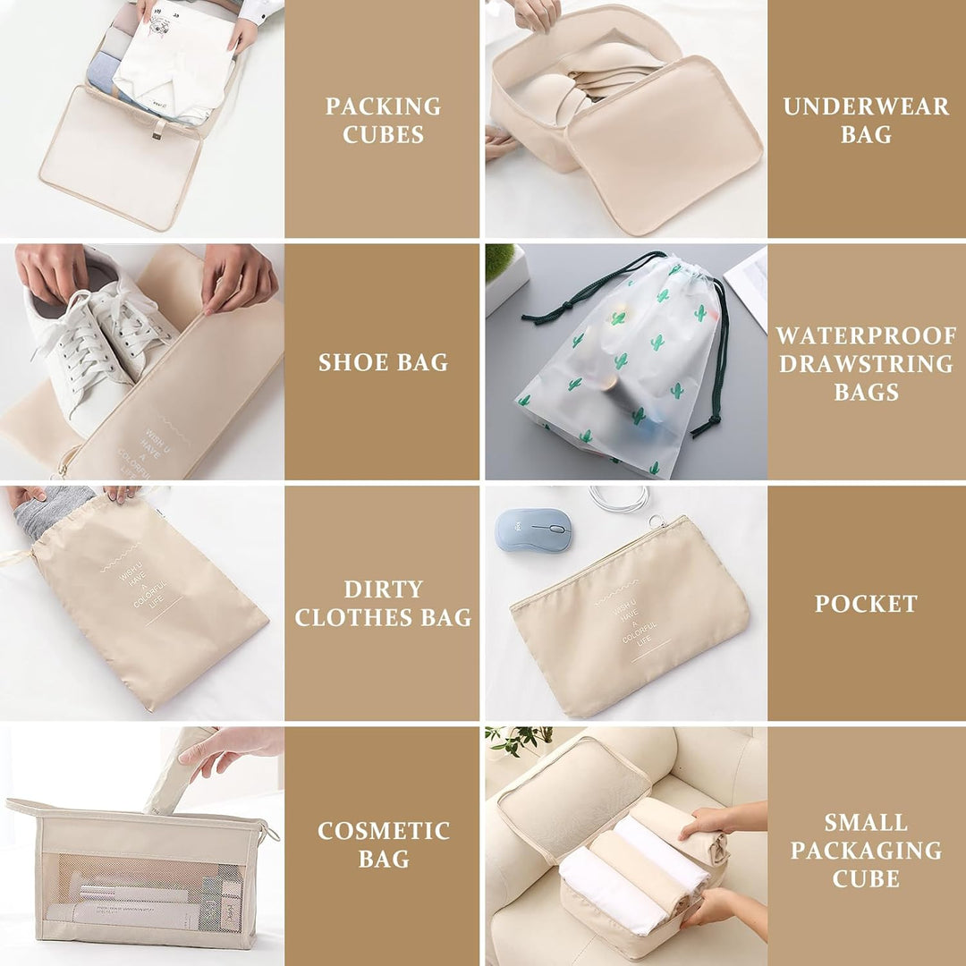 Koffer Organizer Set, 14 Stück Wasserdicht Packing Cubes, Multifunktionale Travel Packwürfel, Koffer