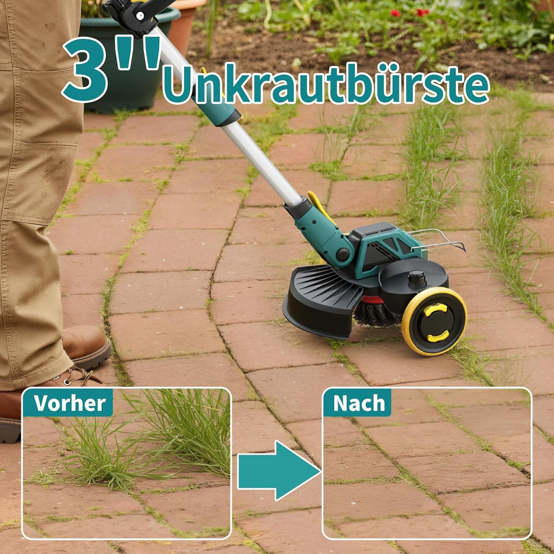 Rasentrimmer mit Akku, 21V Akku Rasentrimmer für Makita Akku, Rasentrimmer mit Unkrautbürste, 2 * 4.
