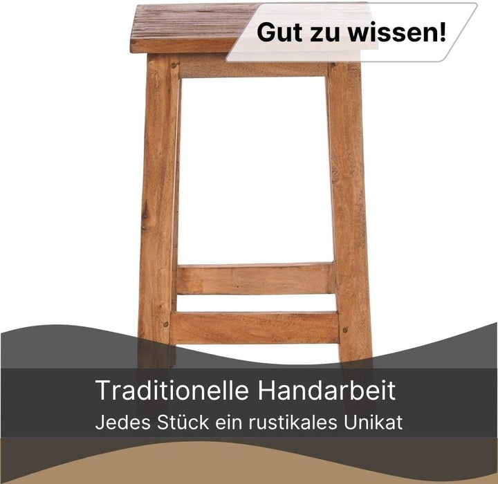 DESIGN DELIGHTS RUSTIKALER Holz SITZHOCKER Madero | 48x30x30 cm (HxBxT), Recyclingholz | Holzhocker