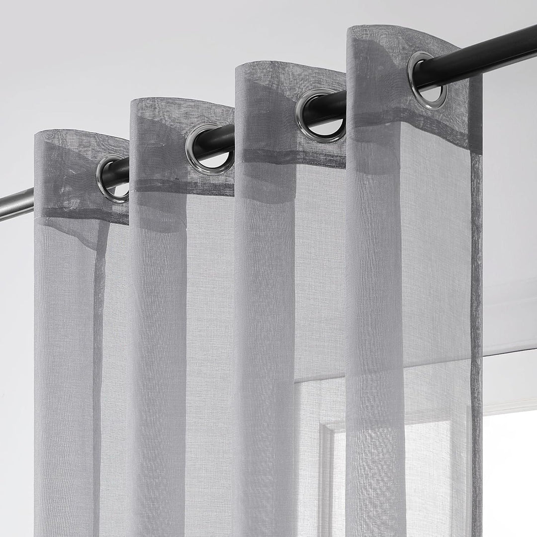 Topfinel Gardinen mit Ösen Voile Vorhang Halbtransparent Moderne Gardine Wohnzimmer Leinenoptik Vorh