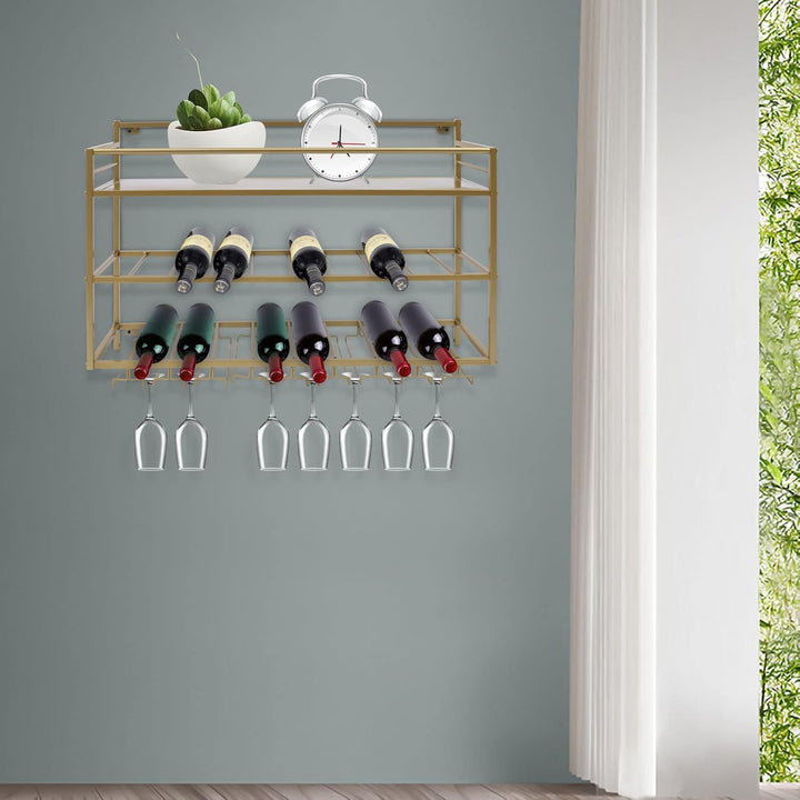 Generisch 3 Ebenen Wand-Weinregale 80x55x25cm Weinregal Wandregal Modernes Weinregal aus Metall Wein