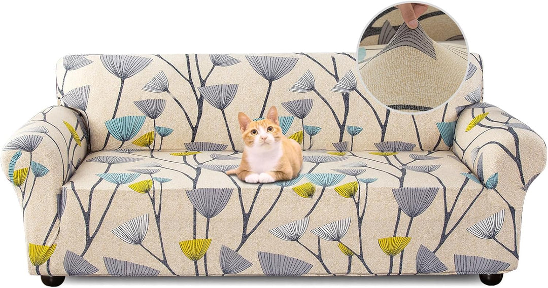 Jaotto Sofabezug 4 Sitzer Elastischer Stretch Spandex Sofa Überwürfe Sofahusse Antirutsch Waschbar S