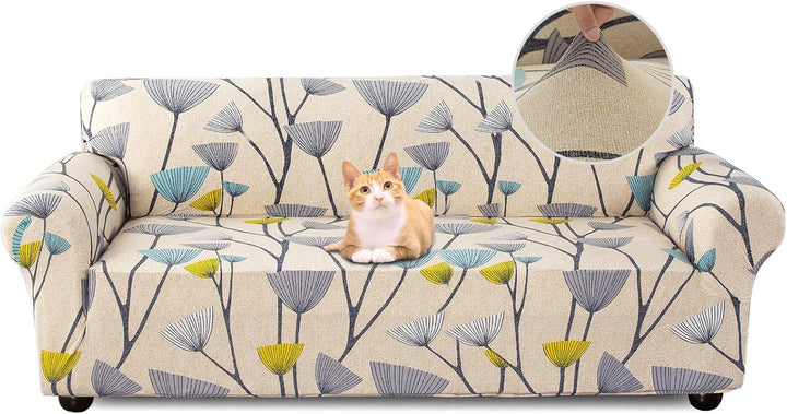 Jaotto Sofabezug 4 Sitzer Elastischer Stretch Spandex Sofa Überwürfe Sofahusse Antirutsch Waschbar S