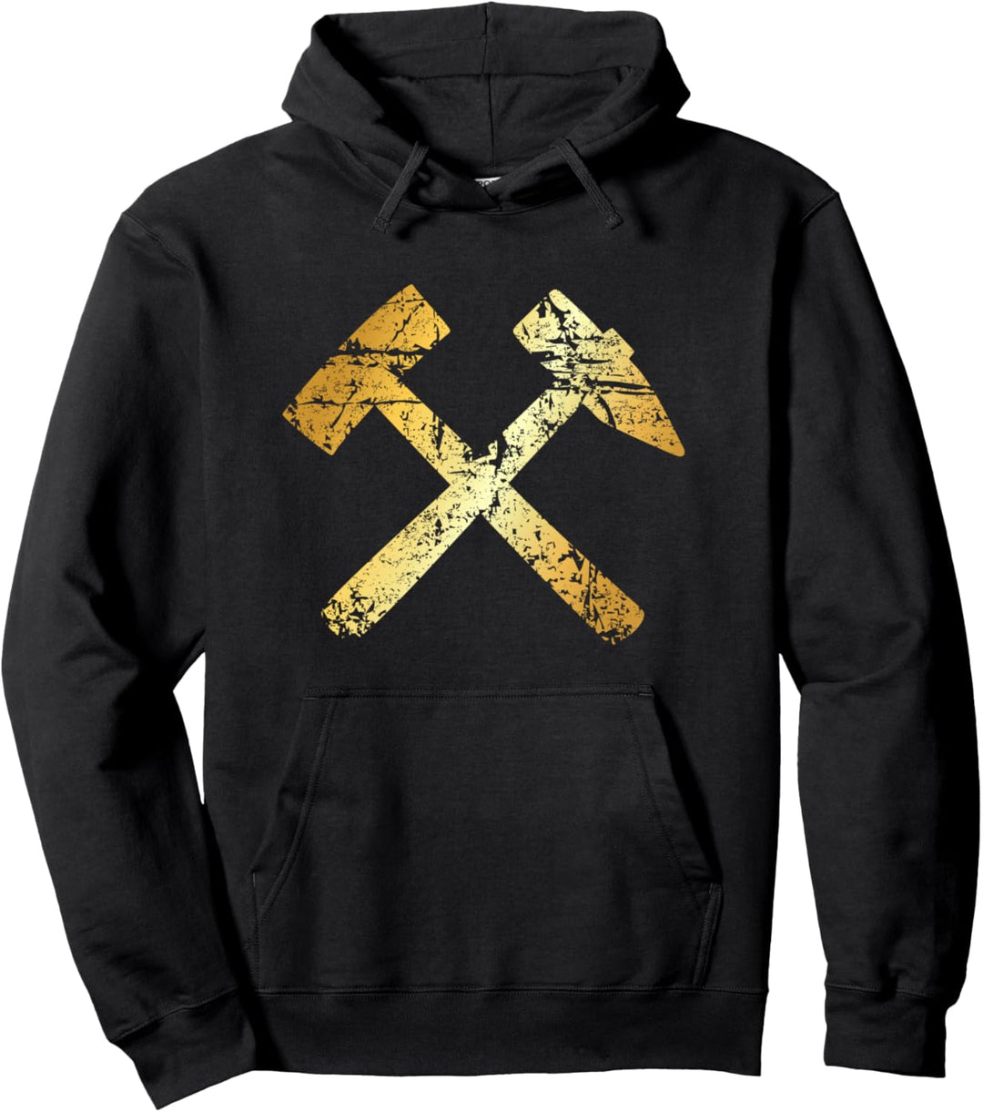 Schlägel und Eisen (Vintage Goldgelb) Bergbau Bergmann Pullover Hoodie