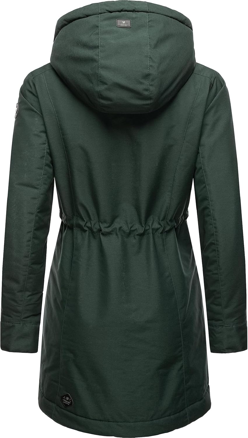 Ragwear Damen Wintermantel Warmer Parka lang wasserdicht mit Abnehmbarer Kapuze Dakkota XS-6XL S Dar