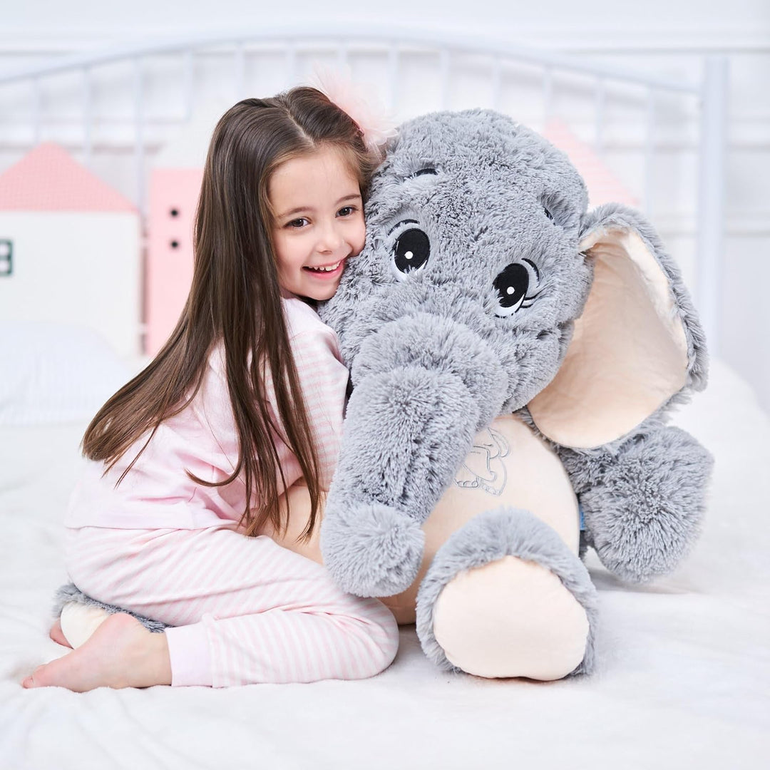 IKASA Grosser Elefant Stofftier Riesenelefant Plüschtiere für Kinder (Grau, 100cm), Elefant