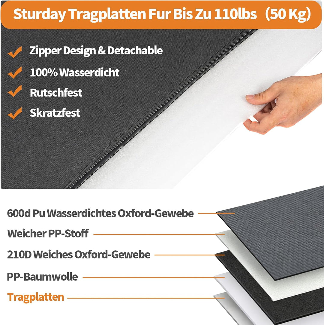 Hunde Autositz für Rückbank 55.6×57×73.6×41 cm – Wasserdichter &amp; Rutschfester Hundesitz Auto mit 4 B