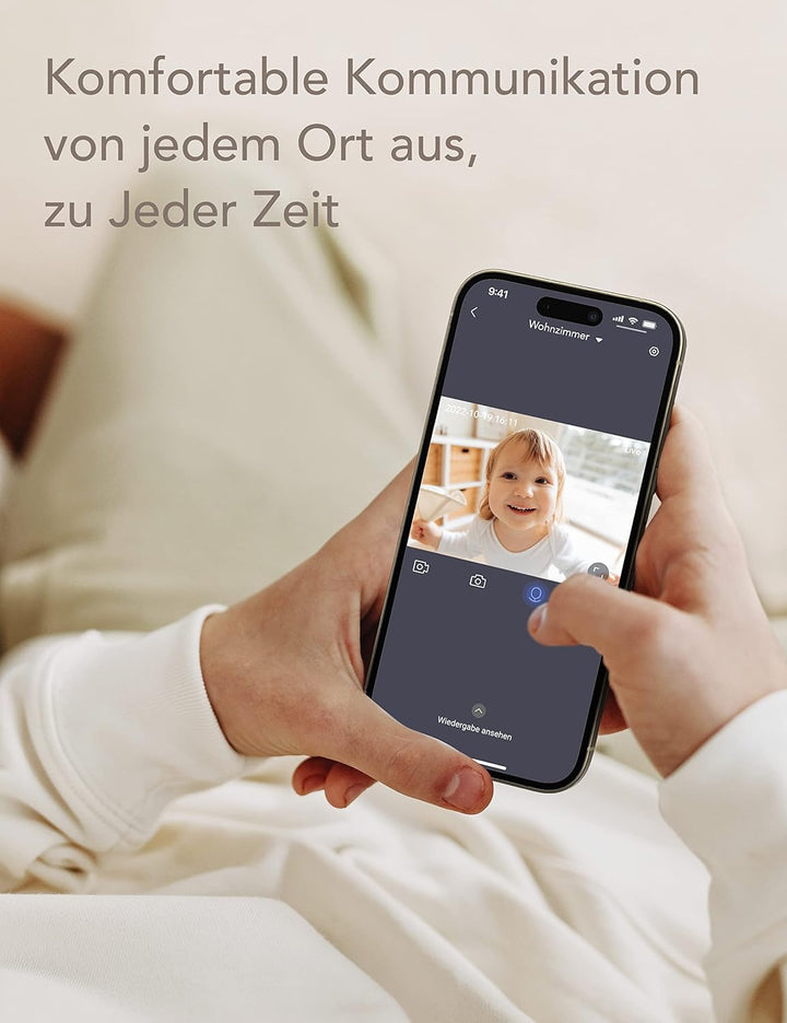 nooie Baby Monitor, Babyphone mit Kamera WLAN, Baby Kamera mit APP und Handy Verbindung, 1080P Nacht