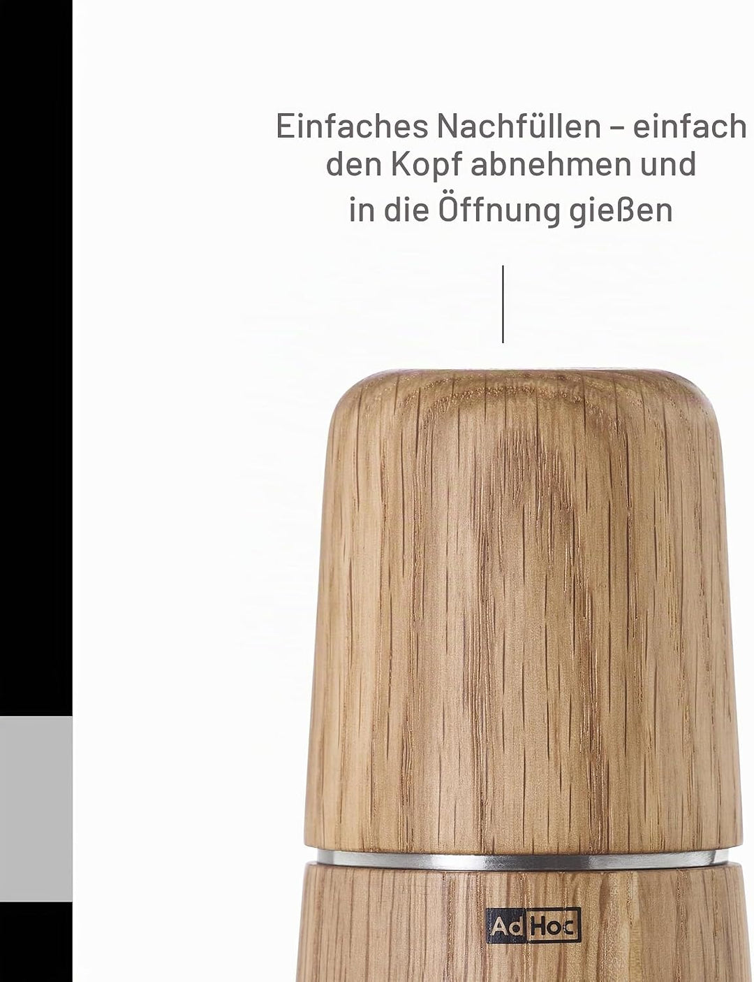 AdHoc MP702 Pfeffer- | Salzmühle Yono, CeraCut® Keramik Mahlwerk, Naturholz Eiche geölt, hell|Edelst