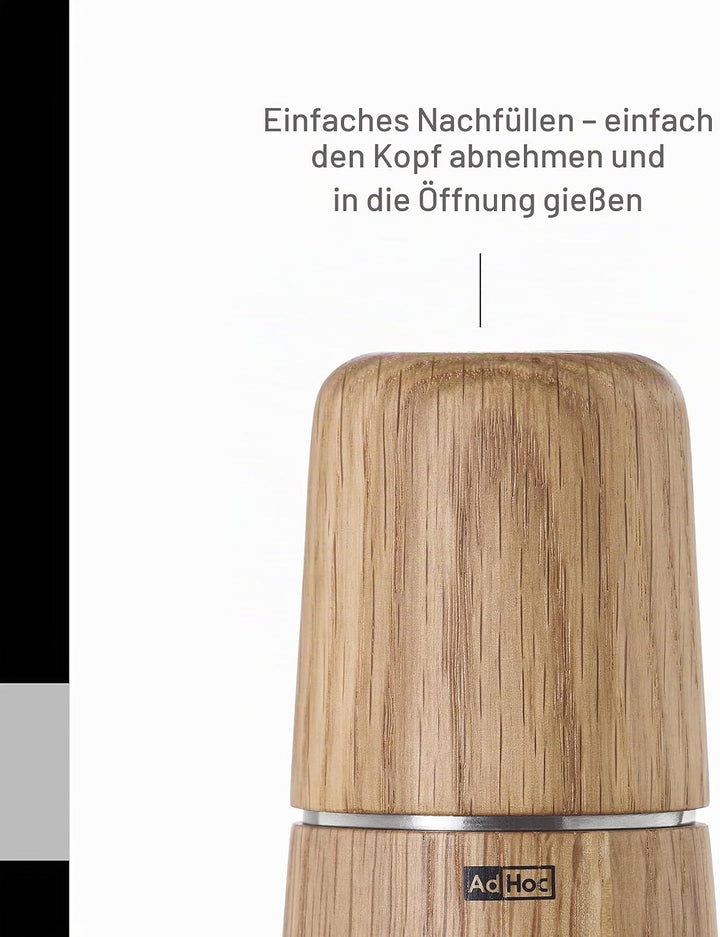AdHoc MP702 Pfeffer- | Salzmühle Yono, CeraCut® Keramik Mahlwerk, Naturholz Eiche geölt, hell|Edelst