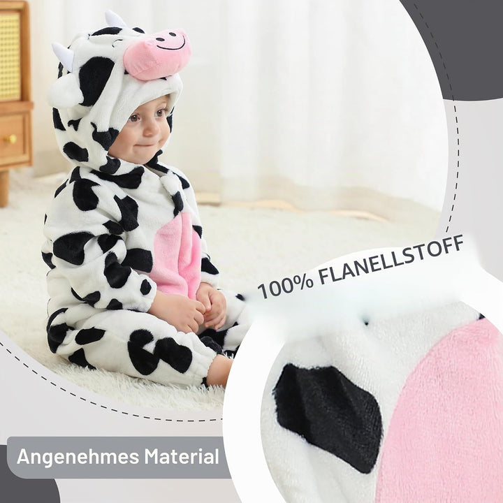 COOKY.D Unisex Winter Hooded Romper Jumpsuit 2-36 Months 6-12 Monate Kuh, 6-12 Monate Kuh