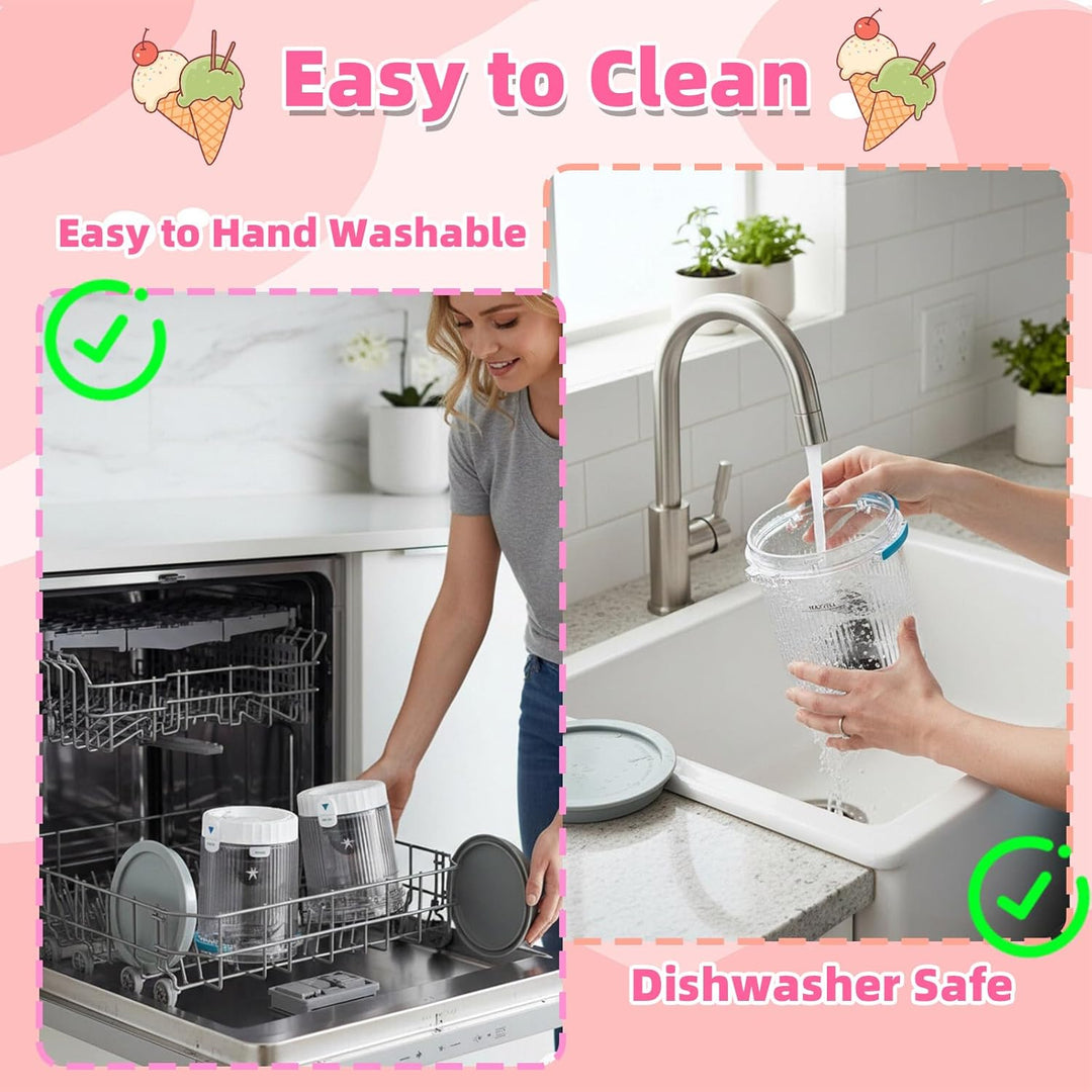 4Stück Ersatz Behälter Kompatibel mit Ninja Creami Scoop & Swirl Eismaschine NC700 NC701EU Serie, Ei