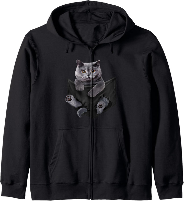 Cat Lovers British Shorthair In Pocket Funny Kitten Kapuzenjacke