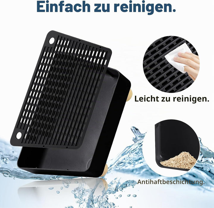Katzentoilettenrampe, Katzen Treppen & Stufen mit Holzfüsse Filterfunktion, leicht zu reinigender Ti