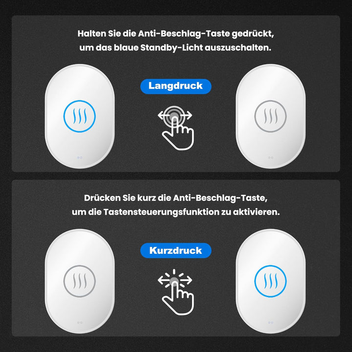 SONNI LED Badspiegel mit Steckdose 90x60 cm, Oval Badezimmerspiegel mit Beleuchtung, Touch-Bedienung