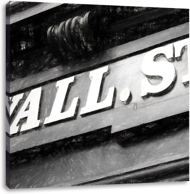 Wall Street Schild, Format: 70x70 als Leinwandbild, tolle Bilder fertig auf Holzrahmen gespannt, Kun