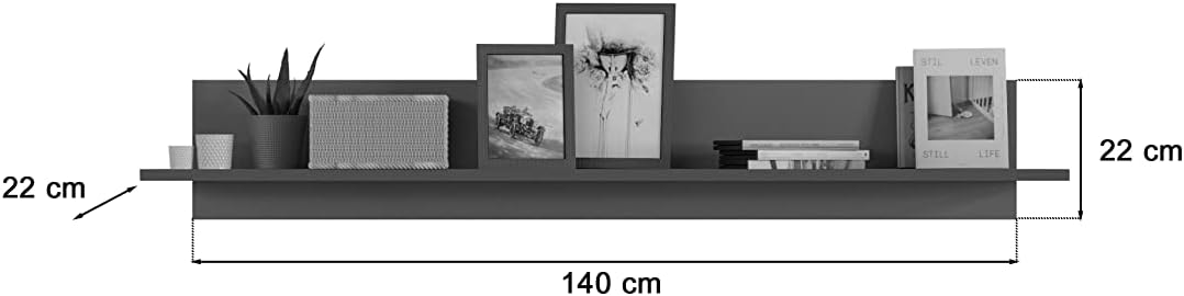 xonox.home Wohnzimmer Freno Wandboard Regal Wandregal Bücherregal in grau Nb.Ablagefläche Nox Oak Nb