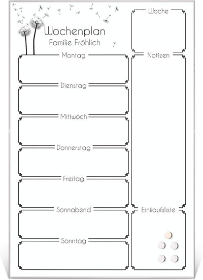 BANJADO Kalender beschreibbar aus Glas | Familienkalender 60cm x 40cm gross | Planer abwischbar mit