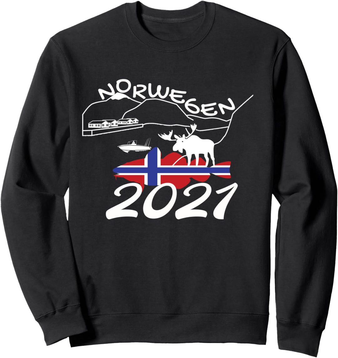 Norwegen 2021 - Dorsch Geschenk für Angler I Meer Elch Tour Sweatshirt