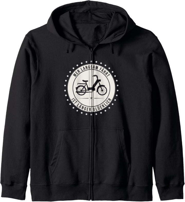 Wer langsam fährt ist länger Glücklich - Retro Mofa Moped Kapuzenjacke