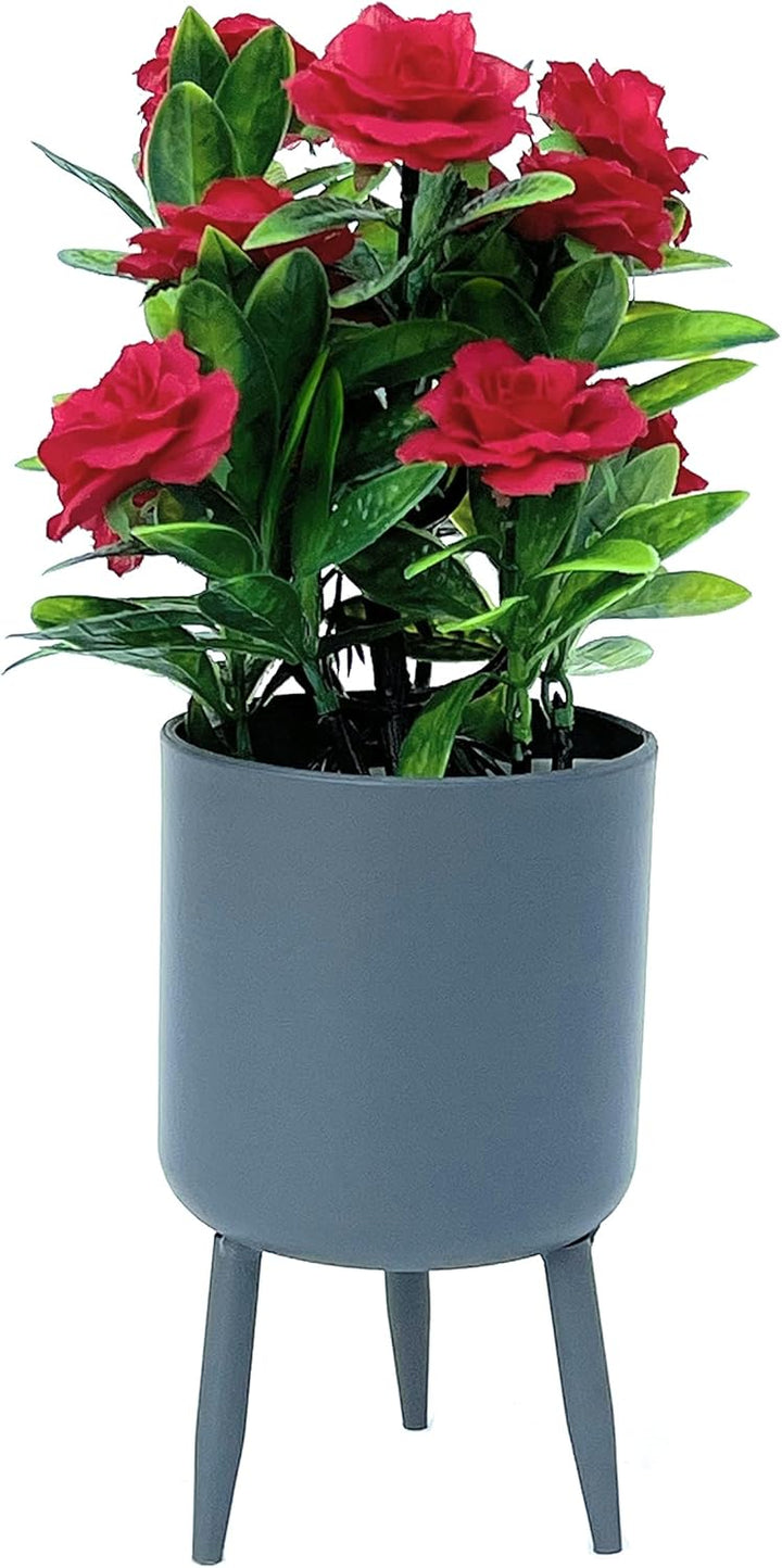 DanDiBo Blumentopf mit Füssen Pflanztopf Blumenkübel mit Beinen Metall Grau 17 cm 96260 S Modern Pfl