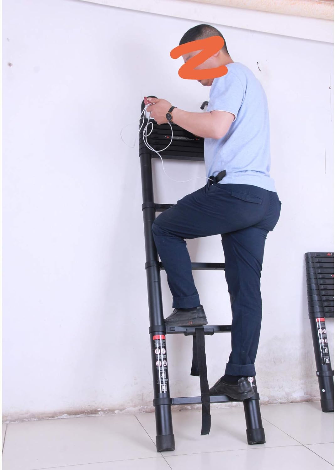 Robuste 5 m Lange Alu-Verlängerungsleiter mit abnehmbarem Haken, teleskopisch, 150kg, maximale Tragk