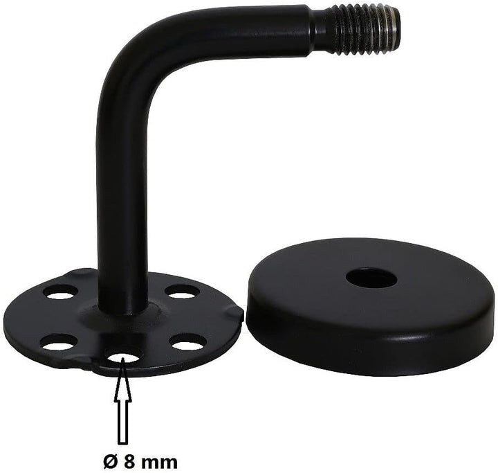 TIBU Buche Holz Handlauf Geländer 30-500cm im Set schwarze Halter Wandhandlauf Wand Treppe, Länge 16