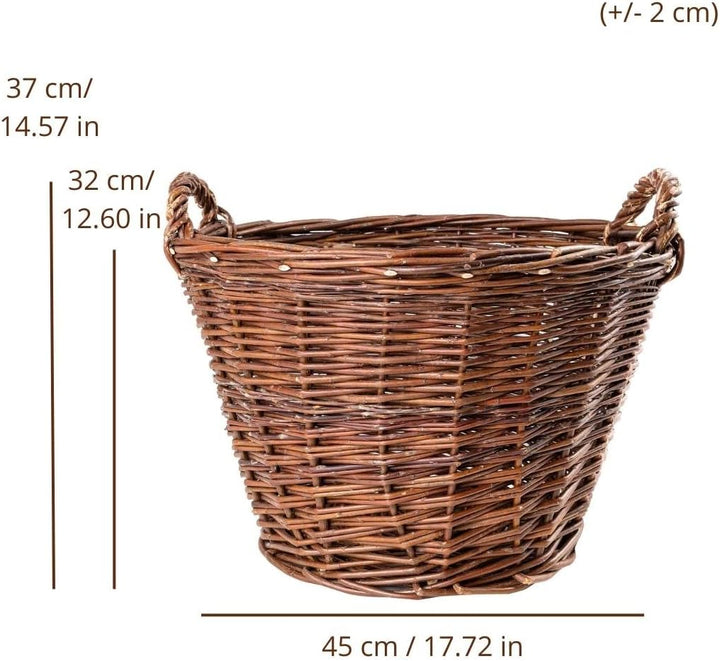Creative Home Weidenkorb mit Zwei Henkel | Gross 45 x 30 x 37 cm (+/- 1 cm) | Perfekt für Geschenkko