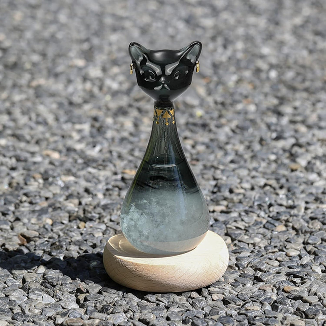 Sturmglas Wetterstation, Wettervorhersage-Flasche in Katzengestalt, Wetter Barometer Glas Tropfen mi