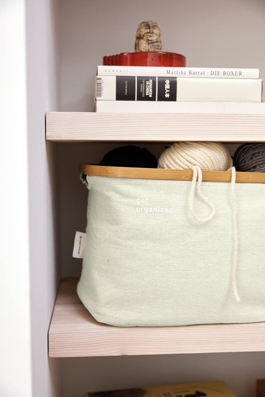 TOM TAILOR Aufbewahrungskorb, 2er Set, praktischer Organizer mit Bambusrahmen, Moderne Aufbewahrungs