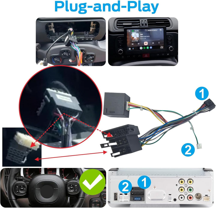 Linux Autoradio Blitzstart für FIAT Panda 2013-2020 | Plug & Play | Wireless CarPlay/Android Auto/Bl